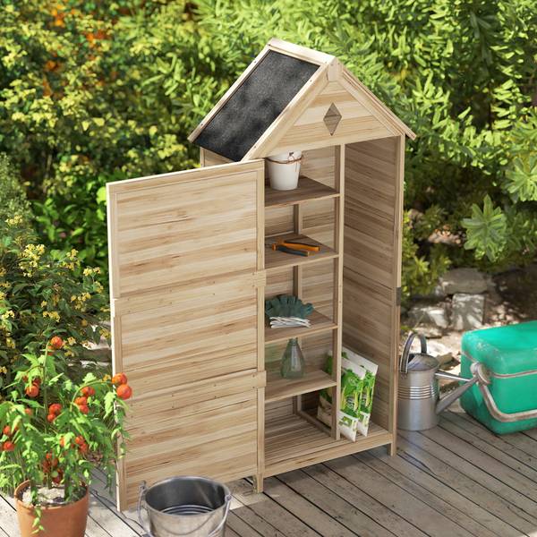 Gartenschrank 84H-347V00ND Braun - Tanne - 49 x 170 x 80 cm