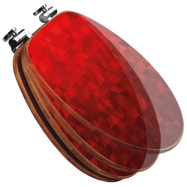 WC-Sitz mit Absenkautomatik Dreiecke Rot Rot - Bambus - Holzwerkstoff - 38 x 5 x 49 cm
