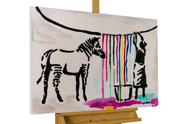 Acrylbild Handgemalt Banksy Nin Baumwollstoff - 100 x 75 x 4 cm