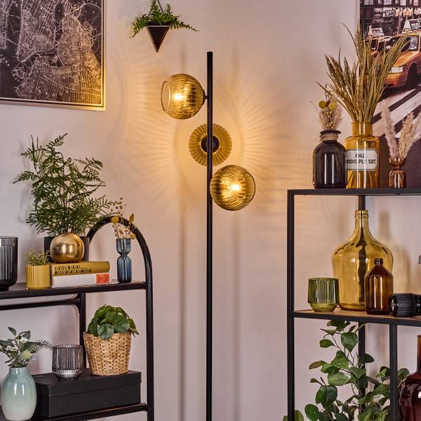Stehlampe Cesaro Gold - Aluminium - Klarglas - 36 x 160 x 95 cm