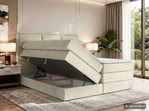 Boxspringbett ORVO KING Beige - Creme - Breite: 160 cm - H4