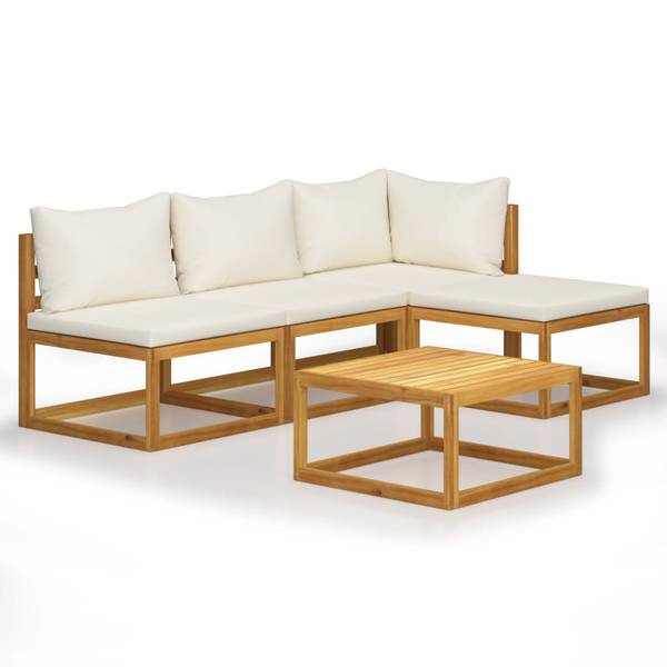 Garten-Lounge-Set 3009697-28 (5-teilig) Weiß - Polyester - Akazie - 70 x 60 x 70 cm