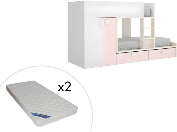 Etagenbett JUANITO Pink - Holz teilmassiv - 108 x 150 x 275 cm