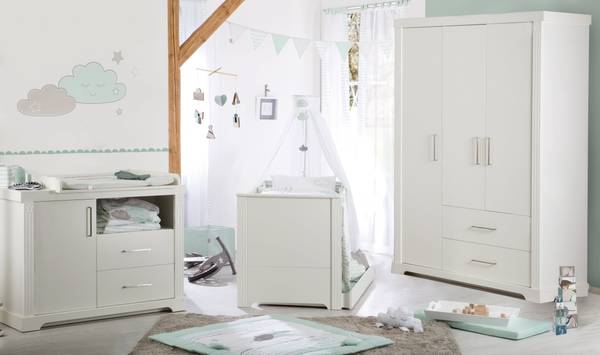 Kinderzimmerset Maxi 3-teilig Weiß - Edelstahl
