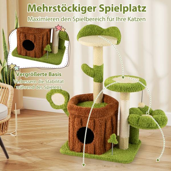 Katzenbaum BH32561SZDE Grün - Holzwerkstoff - 40 x 92 x 55 cm