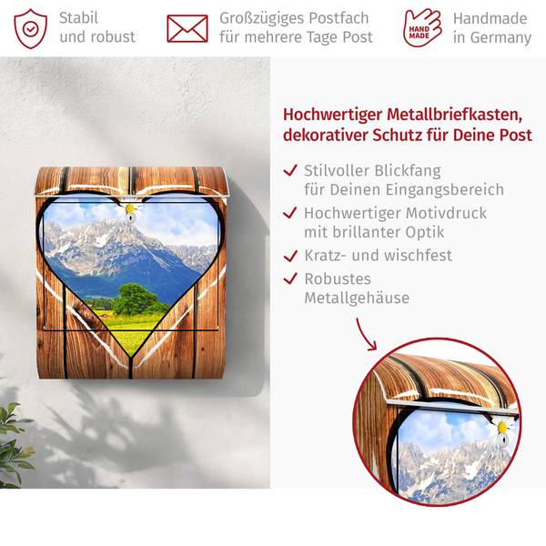 Briefkasten Almhütten Braun - Stahl - 39 x 46 x 13 cm