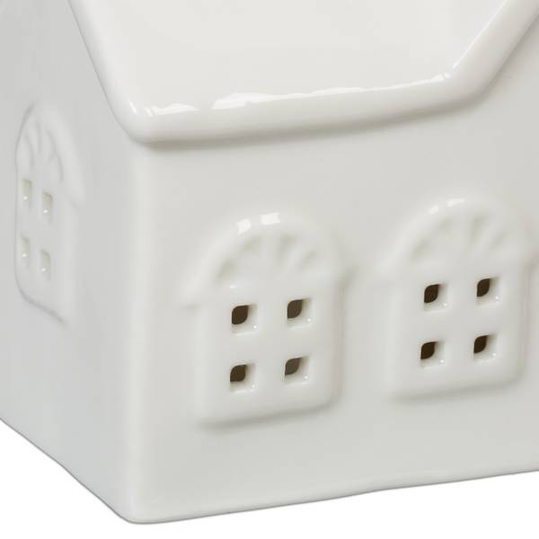 Photophore en forme de maison Blanc - Céramique - 11 x 9 x 6 cm