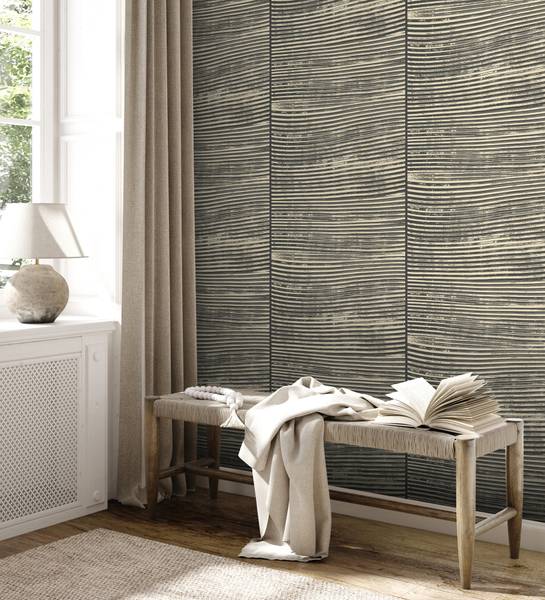 Vliestapete Organic Flow Schwarz - Cremeweiß - Weiß