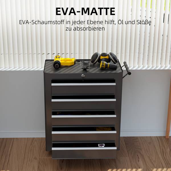 Werkstattwagen E2-0010 Schwarz - Metall - 33 x 75 x 62 cm