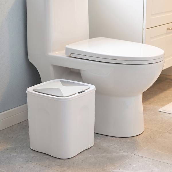 Mülleimer mit Sensor 2er Set Grau - Weiß - Kunststoff - 24 x 33 x 23 cm