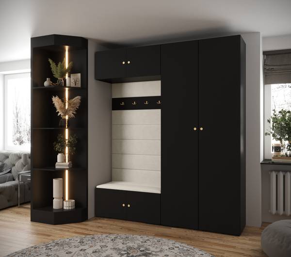 Garderobe Inova 2 Z18 Schwarz - Gold - Weiß - Gold