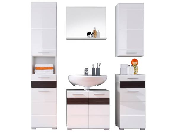 Armoire de toilette Mezzo Noir - Blanc - Mélamine - 37 x 79 x 31 cm