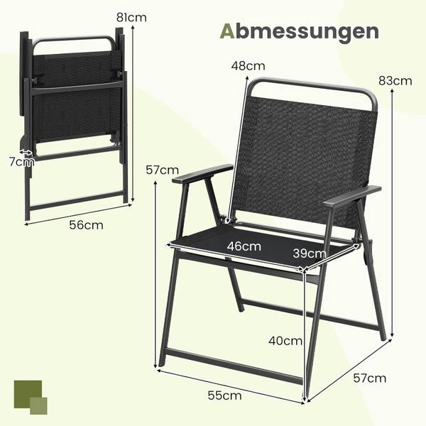 Terrassenstühle ZB34404(2er-Set) Schwarz - Metall - 55 x 83 x 57 cm