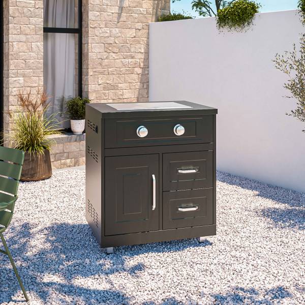 Außenküche Memphis 2er-Set Schwarz - Metall - 66 x 96 x 203 cm