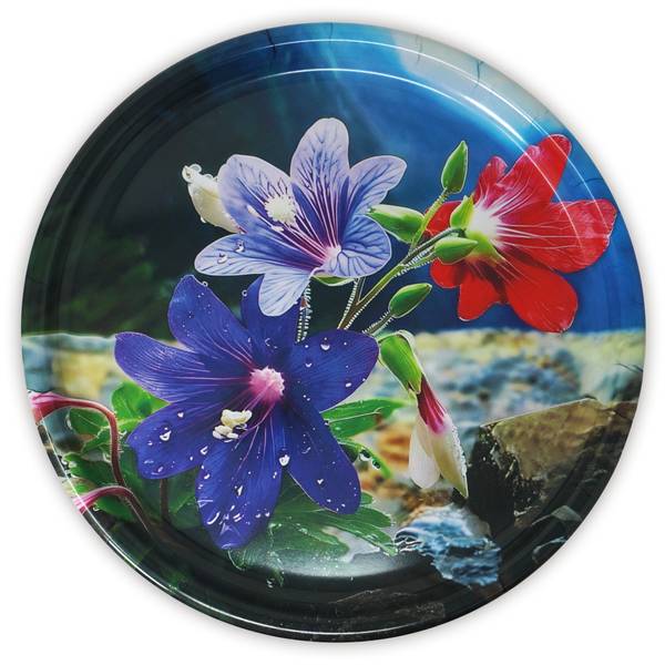 Tablett rund Bergblume Blau - Melamin - 40 x 2 x 40 cm
