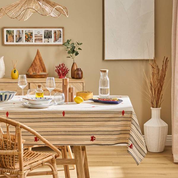 Tischdecke OCEANIA Beige - Naturfaser - 150 x 1 x 250 cm