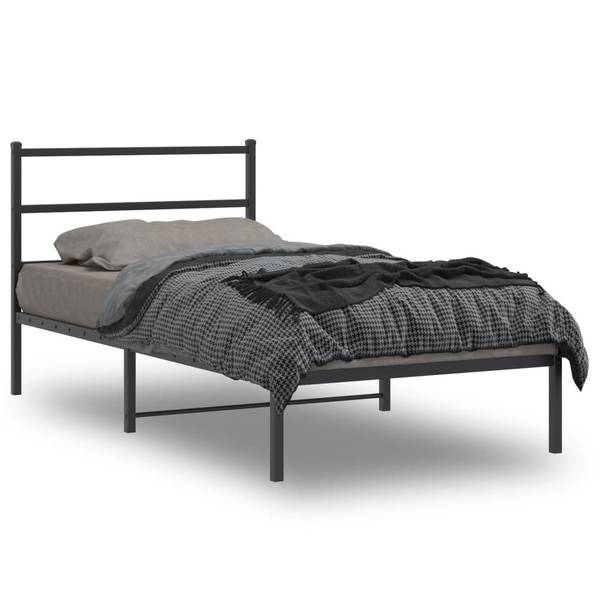 Bettgestell mit Kopfteil X105 Schwarz - Metall - 112 x 90 x 207 cm