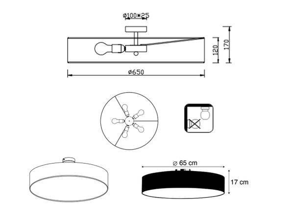 Große LED Deckenleuchte Ø 65cm Silber - Weiß