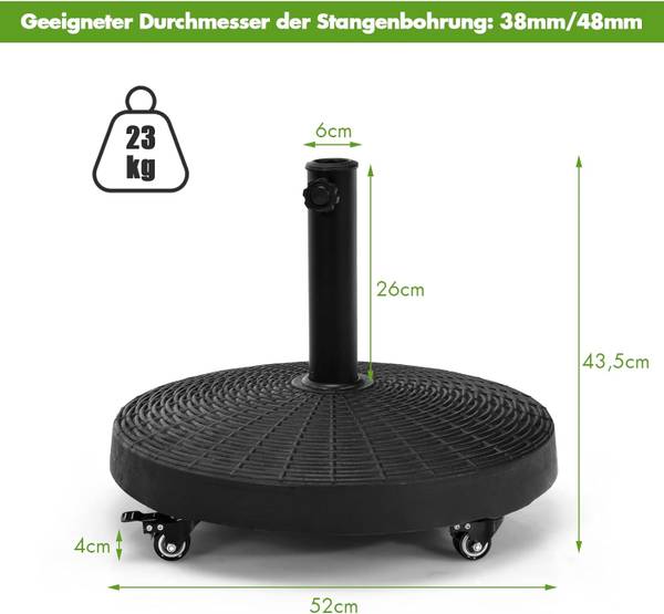 Parasolstandaard AB92074NL zwart - metaal - 52 x 44 x 52 cm
