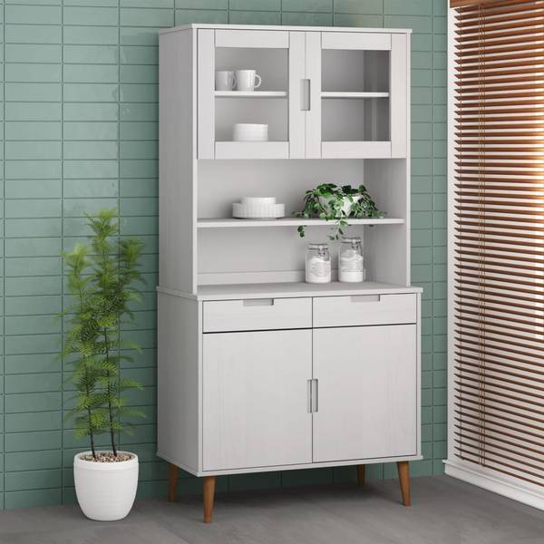 Highboard-Oberteil DE5245 Weiß - Massivholz - 90 x 100 x 35 cm