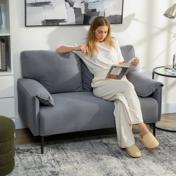 2-Sitzer-Sofa 83B-480V00BK Grau - Samt - 72 x 84 x 127 cm