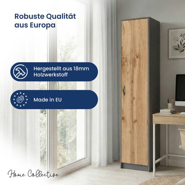 Mehrzweckschrank Melvin Braun - Grau - Massivholz - 35 x 180 x 40 cm