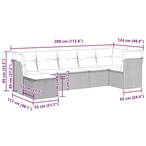 Garten-Lounge-Set 3036405-4 7-teilig Beige - Creme