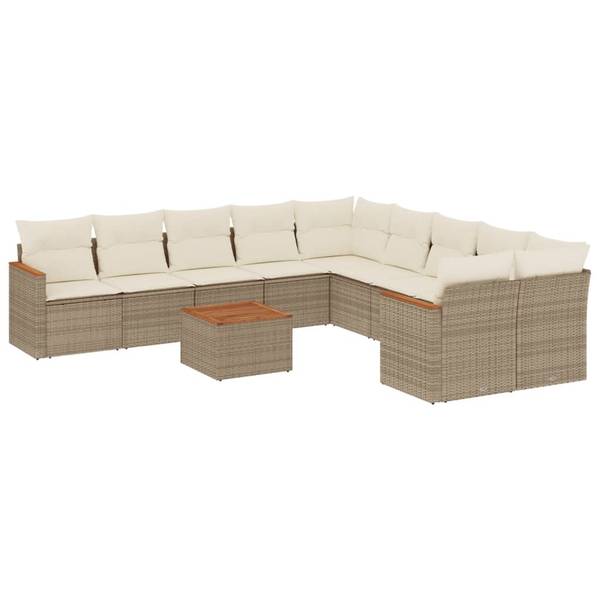 Garten-Lounge-Set 3034890-2 11-teilig Beige - Polyrattan - 62 x 69 x 62 cm