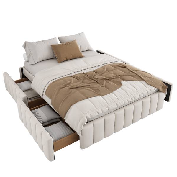 Kinderbett ｜K-406 Beige - Textil - 149 x 35 x 218 cm
