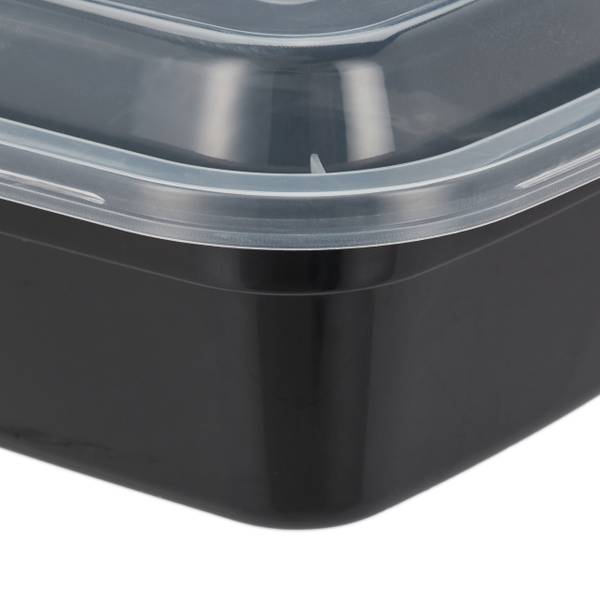 Meal Prep Boxen 3 Fächer 24er Set Schwarz - PVC - 22 x 5 x 19 cm