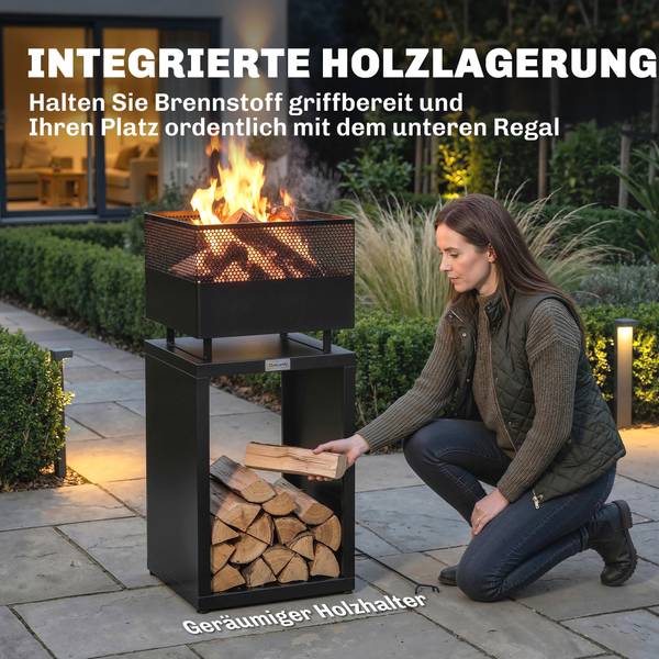 Feuerschale 842-456V00BK Schwarz - Metall - 39 x 87 x 39 cm