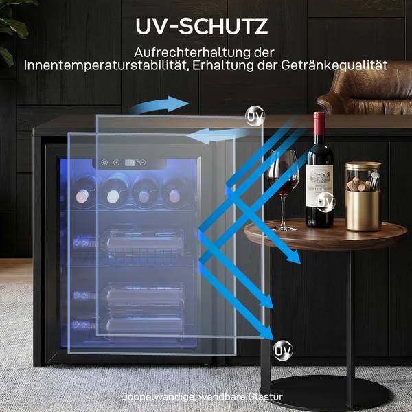 Weinkühlschrank 800-325V91BK Schwarz - Metall - 42 x 58 x 43 cm