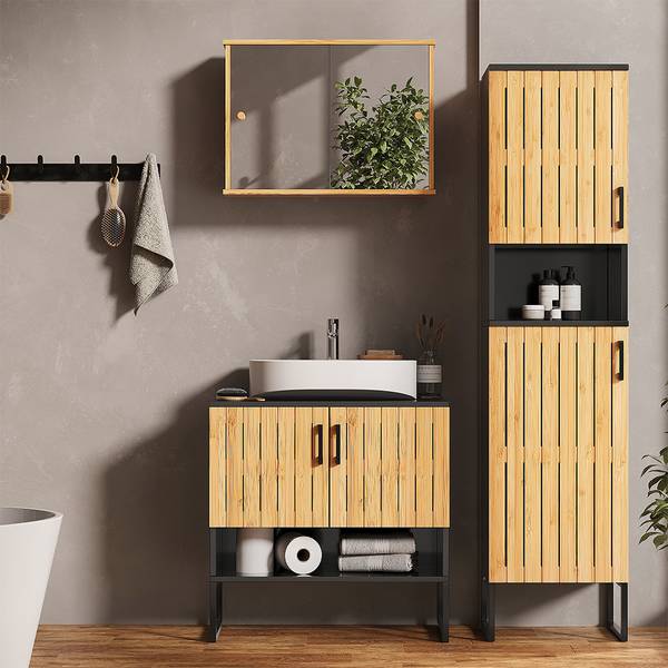 Badmöbel-Set Vayra 56197 Braun - Stahl - 60 x 66 x 33 cm