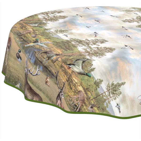 Wachstuchtischdecke Jagt mit SAUM 120 x 120 cm