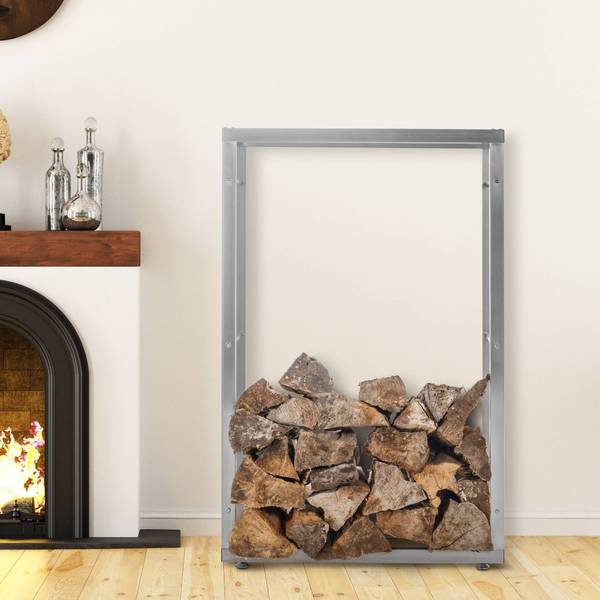 Kaminholzregal SATLO Silber / Grau - Silbergrau