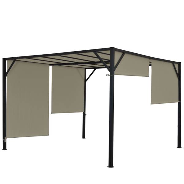 Pergola Beja Grau - Polyester - Stahl - 305 x 212 x 305 cm