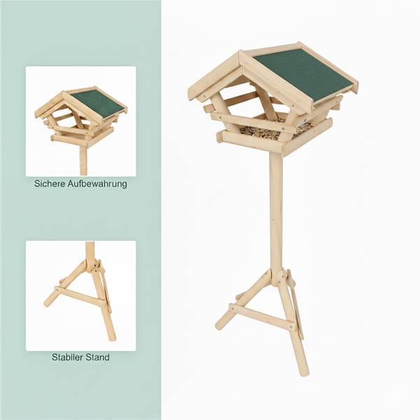 Vogelfutterhaus aus Tannenholz Dunkelgrün - Hellbraun