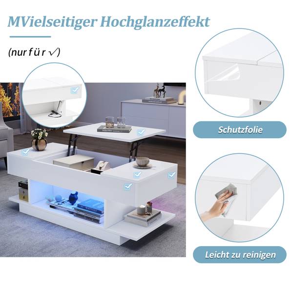 Couchtisch Hermes Ⅵ Weiß - Holzwerkstoff - 45 x 55 x 98 cm