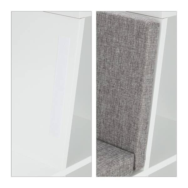 Bücherregal mit Sitzkissen Grau - Weiß - Polyester - 103 x 63 x 30 cm