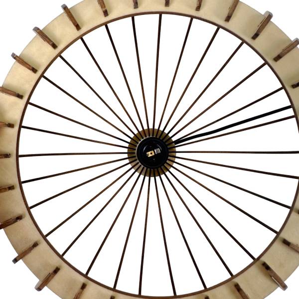 Hängelampe mit Holzlamellen Schwarz - Braun - Eisen - 35 x 35 x 35 cm