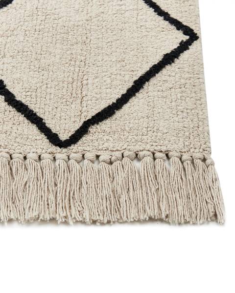 Laagpolig ELDES beige - zwart - natuurvezel - 160 x 160 x 230 cm