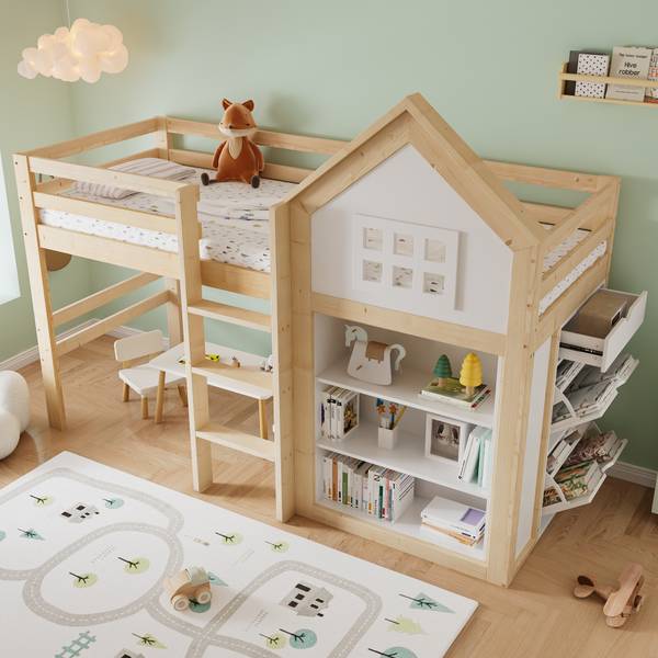 Hochbett SHEFNatur Ⅰ Braun - Holzwerkstoff - 107 x 165 x 205 cm
