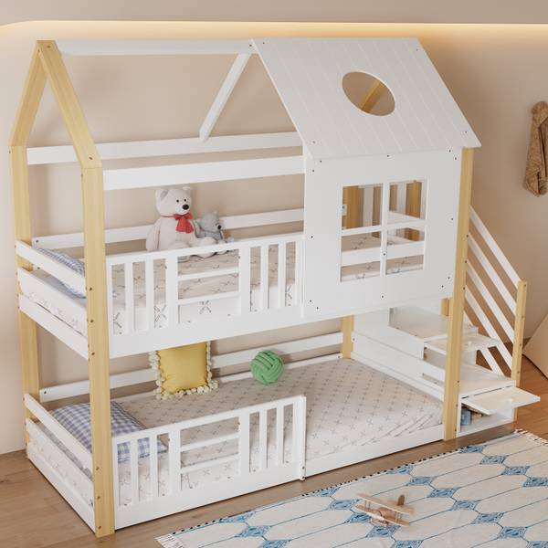 Etagenbett K-1254 Weiß - Holzwerkstoff - 96 x 206 x 254 cm