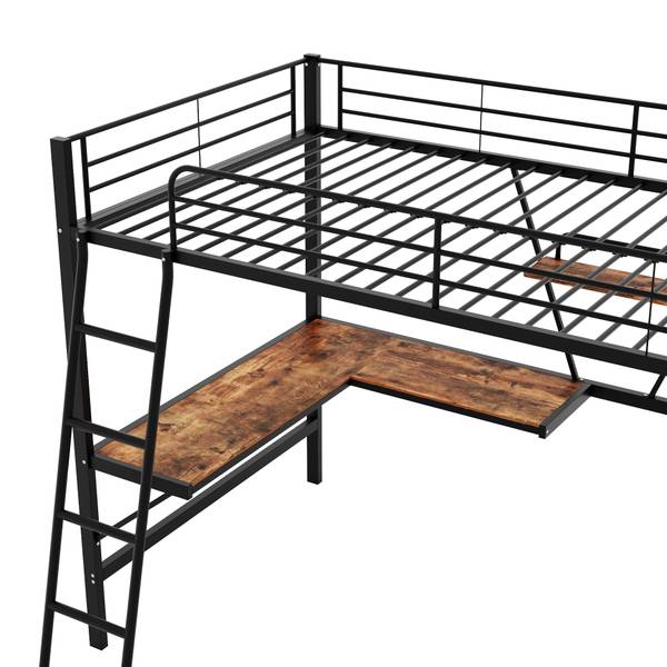 Hochbett-O2218 Schwarz - Metall - 149 x 181 x 205 cm