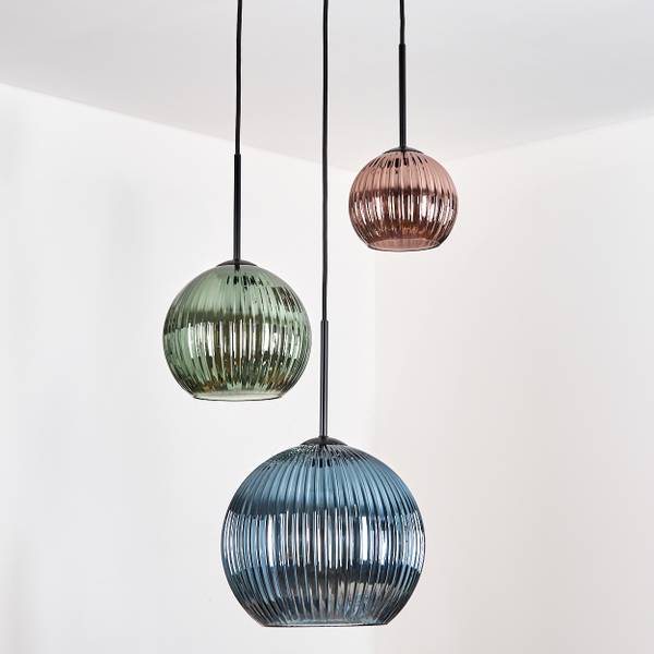 Pendelleuchte Cesaro Blau - Grün - Aluminium - Klarglas - 65 x 125 x 100 cm