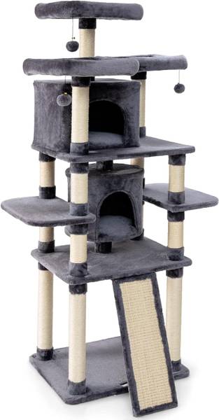 Arbres à chat BE9657 Gris - Bois manufacturé - 50 x 170 x 60 cm