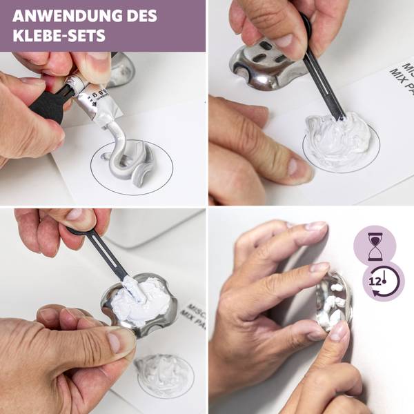 Glaseckablage Piazza inkl. Klebe Set Silber - Metall - 35 x 6 x 25 cm