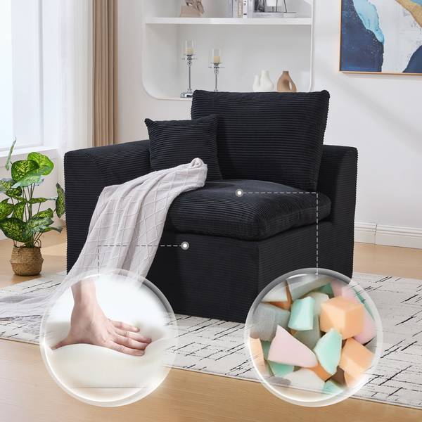 2-Sitzer-Sofa ZenithEra Schwarz - Cord - 101 x 84 x 103 cm