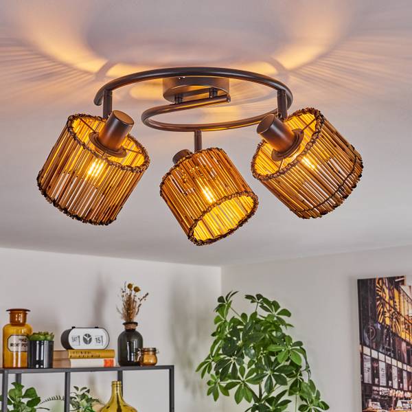 Deckenleuchte Obenetto Beige - Aluminium - Holzverbundwerkstoff - 46 x 24 x 40 cm