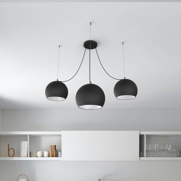 Pendelleuchte Joe Schwarz - Silber - Metall - 25 x 20 x 25 cm